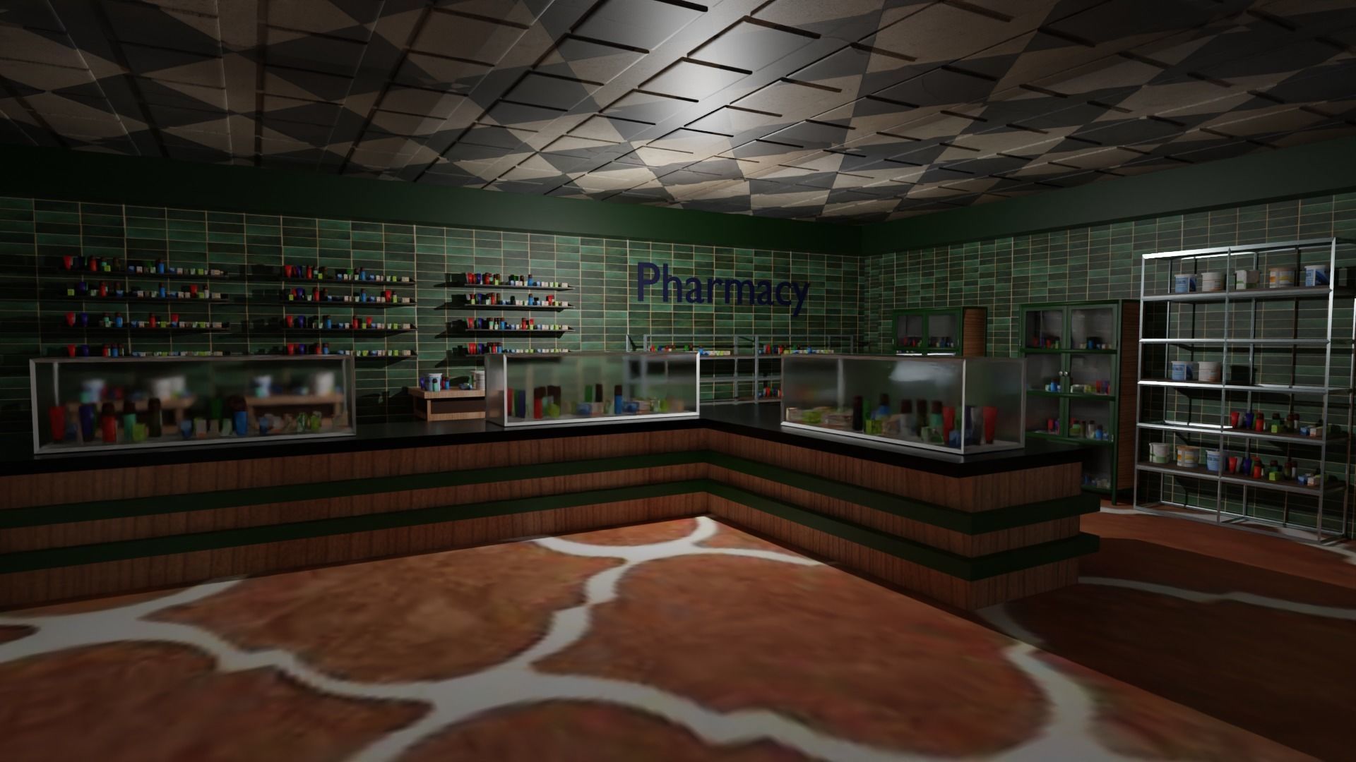 Pharmacy Interior Low-poly 3D model_5