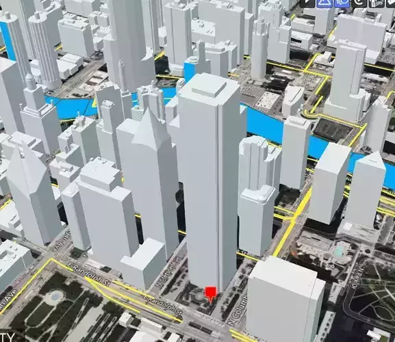 3D City Model of Chicago with roof details