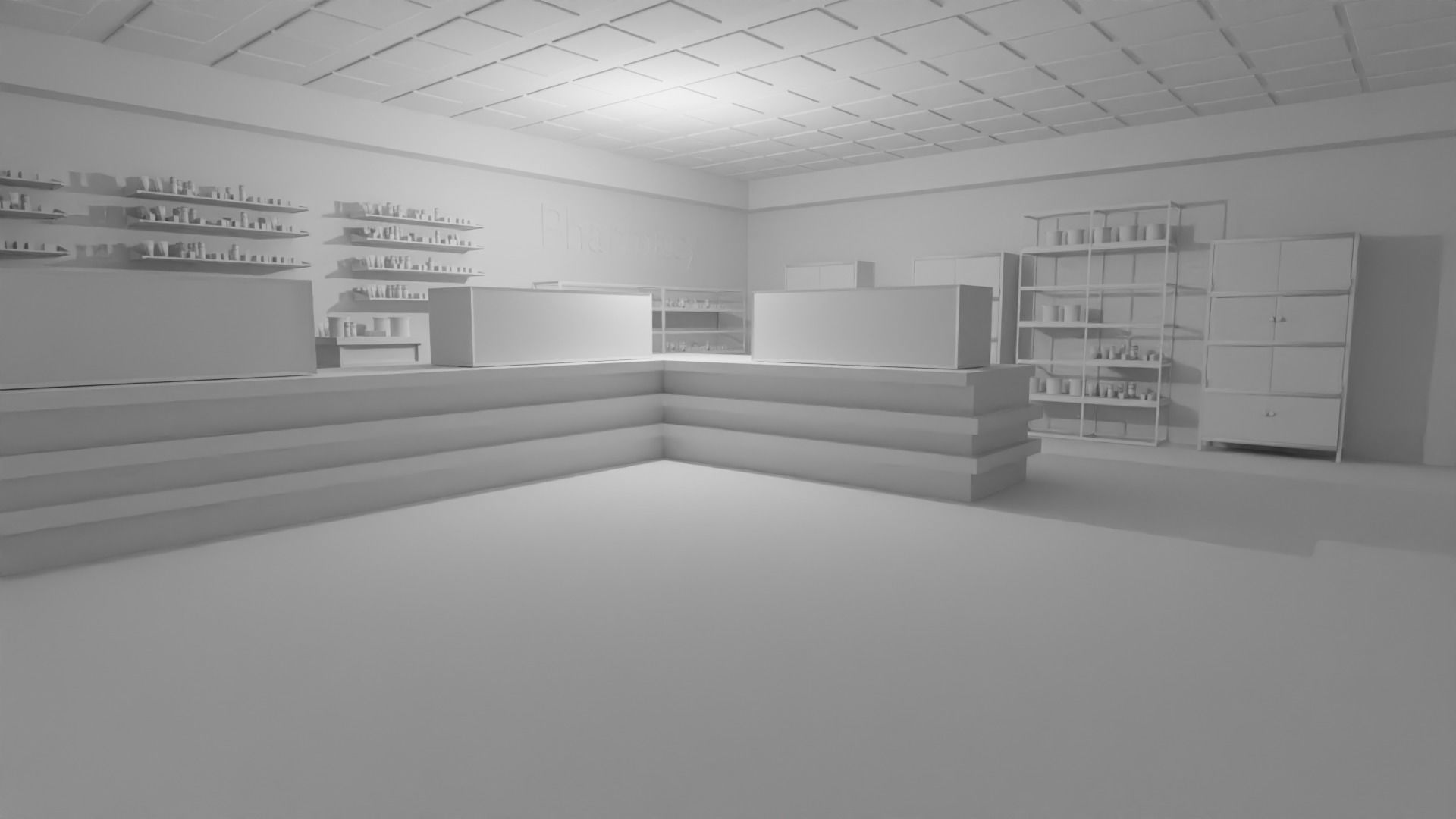 Pharmacy Interior Low-poly 3D model_3