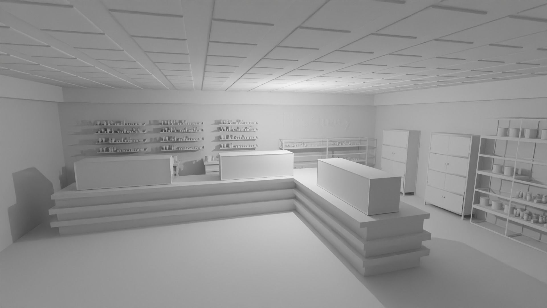 Pharmacy Interior Low-poly 3D model_1
