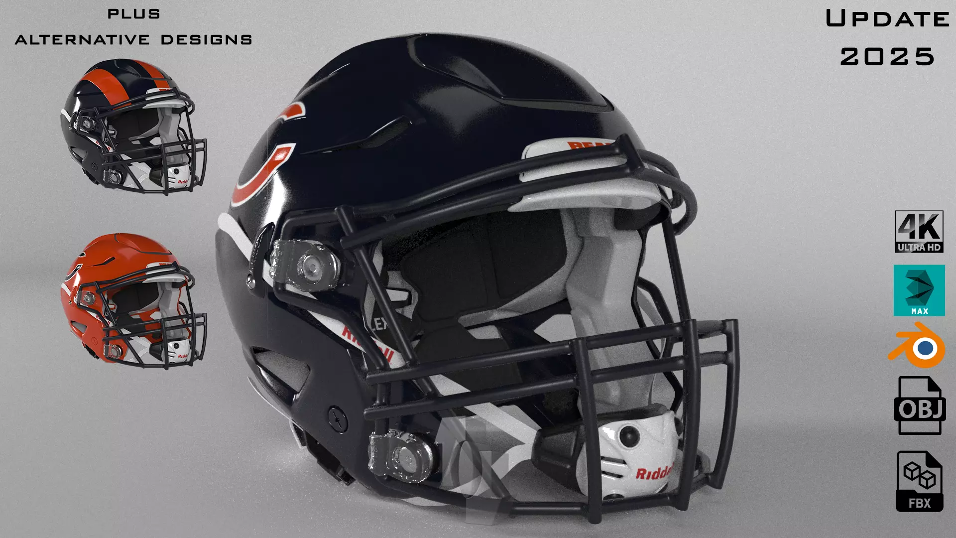CHICAGO BEARS Helmet Football NFC NORTH PBR updated 2025 3D model_0