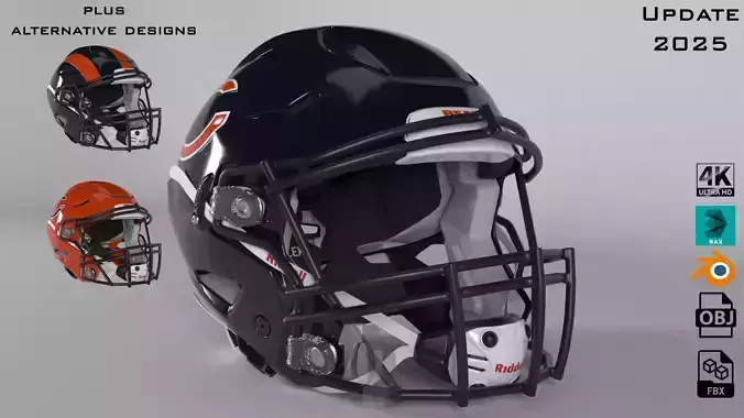 CHICAGO BEARS Helmet Football NFC NORTH PBR updated 2025 3D model