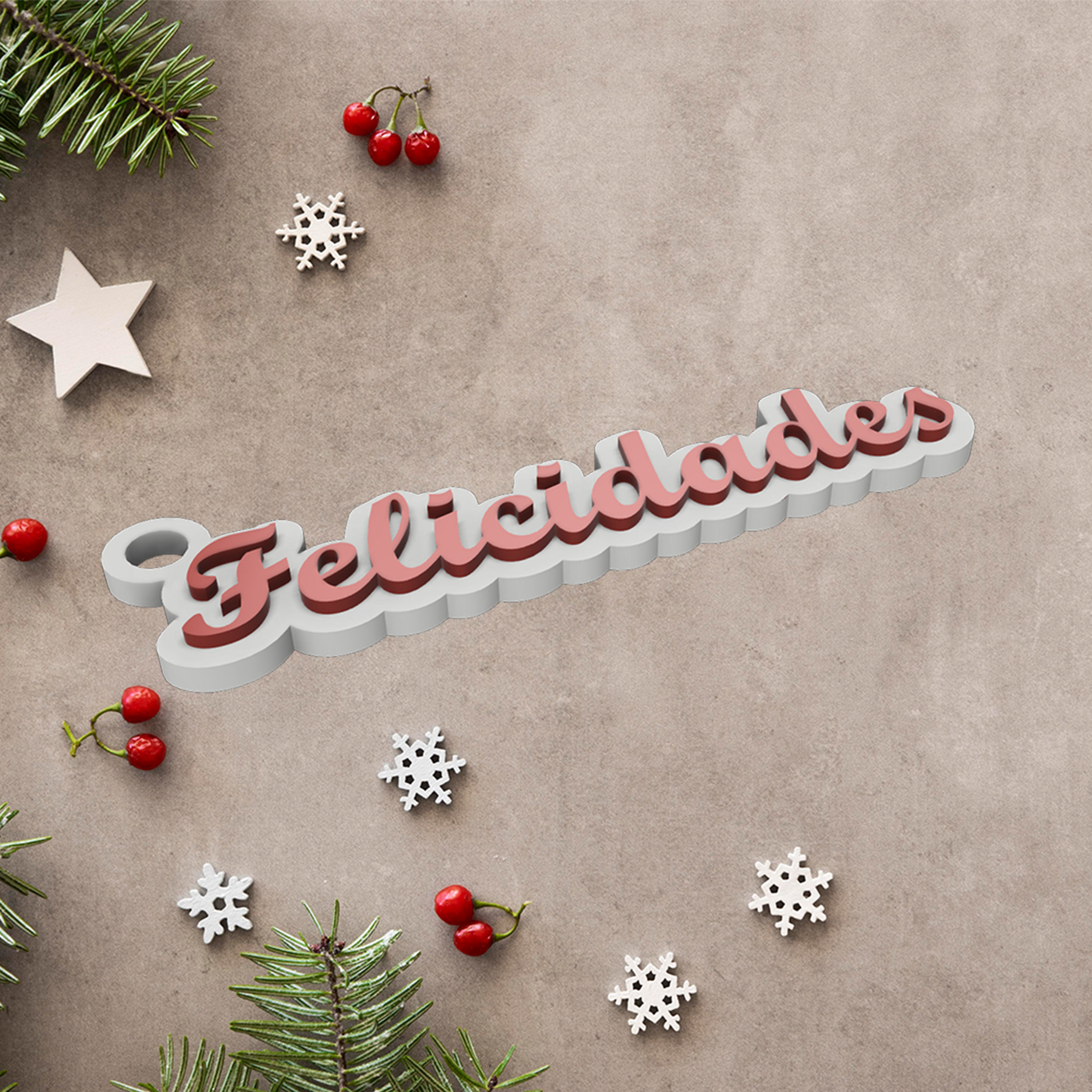 SPANISH FELICIDADES NEW YEAR GREETINGS HOLIDAY KEY CHAIN 3D print model_1