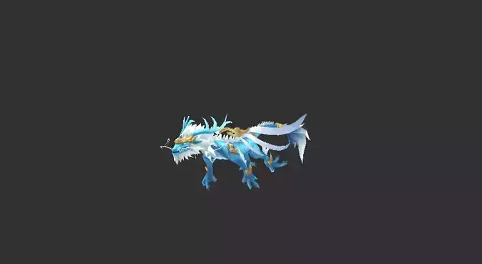 Dragon Blue Waves  Low-poly 3D model