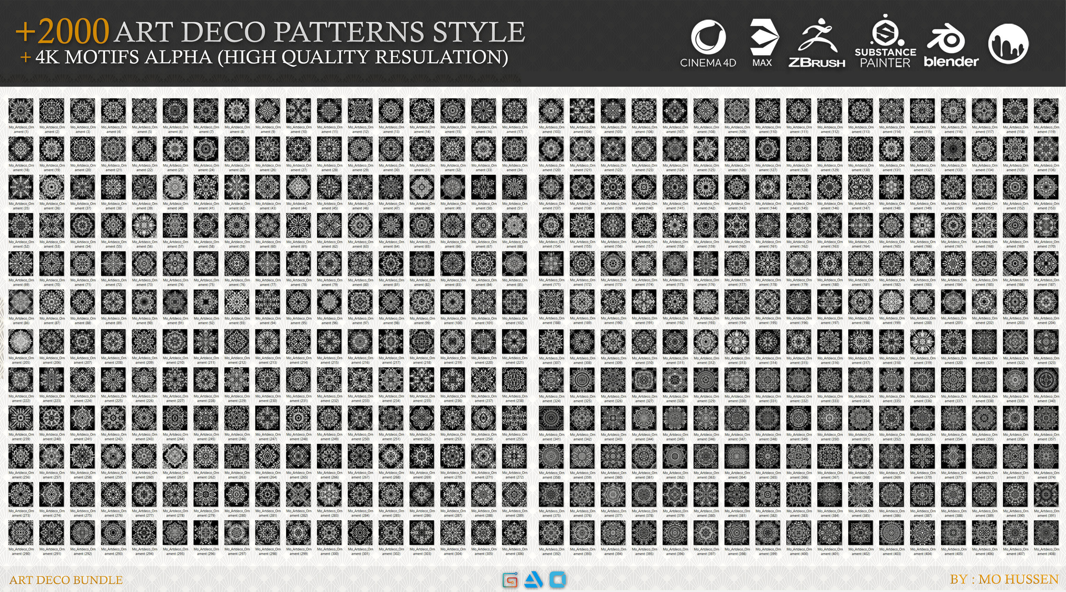 2000 Mega Art deco patterns style 3D model_1