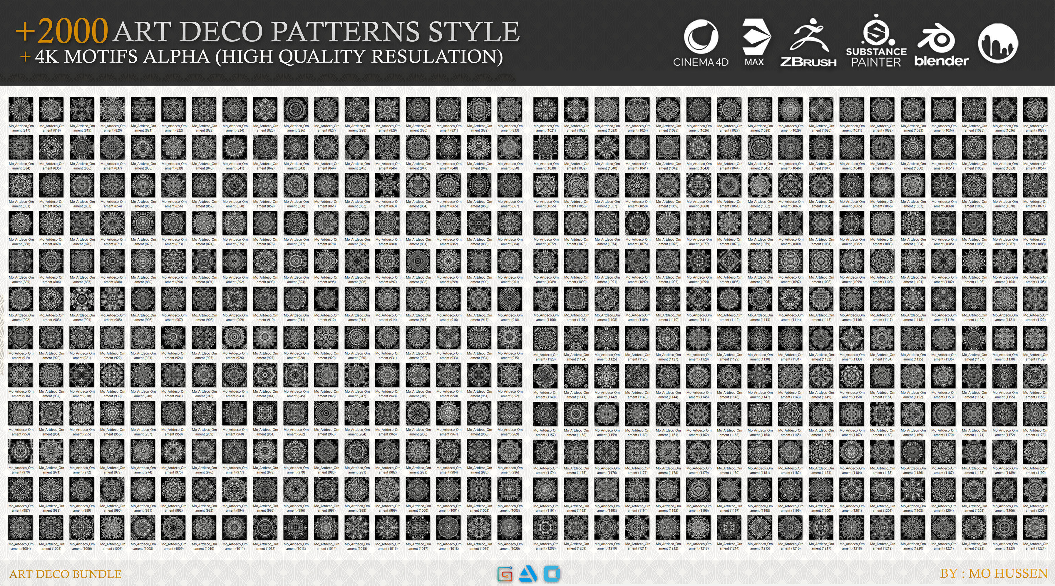 2000 Mega Art deco patterns style 3D model_3
