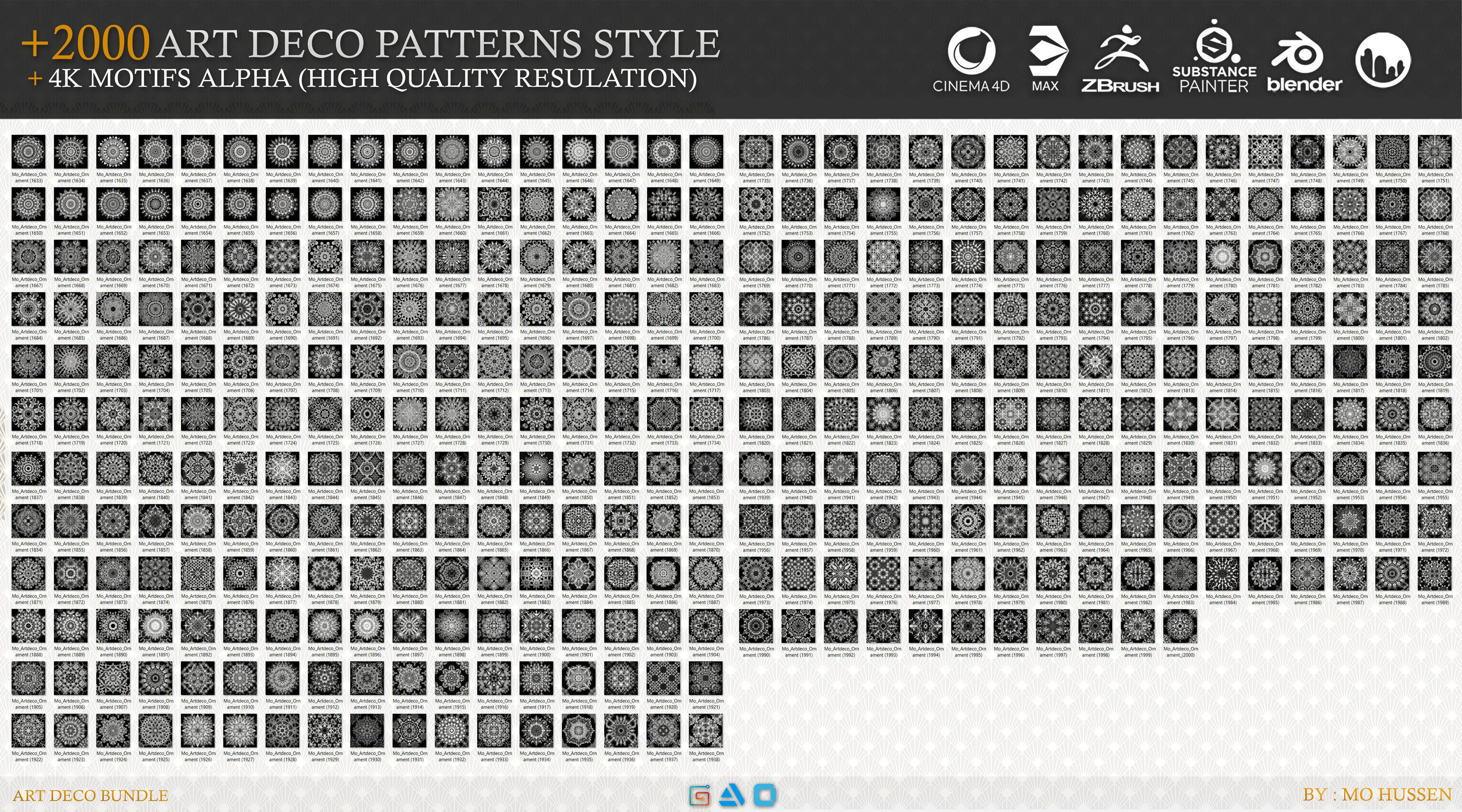 2000 Mega Art deco patterns style 3D model_5