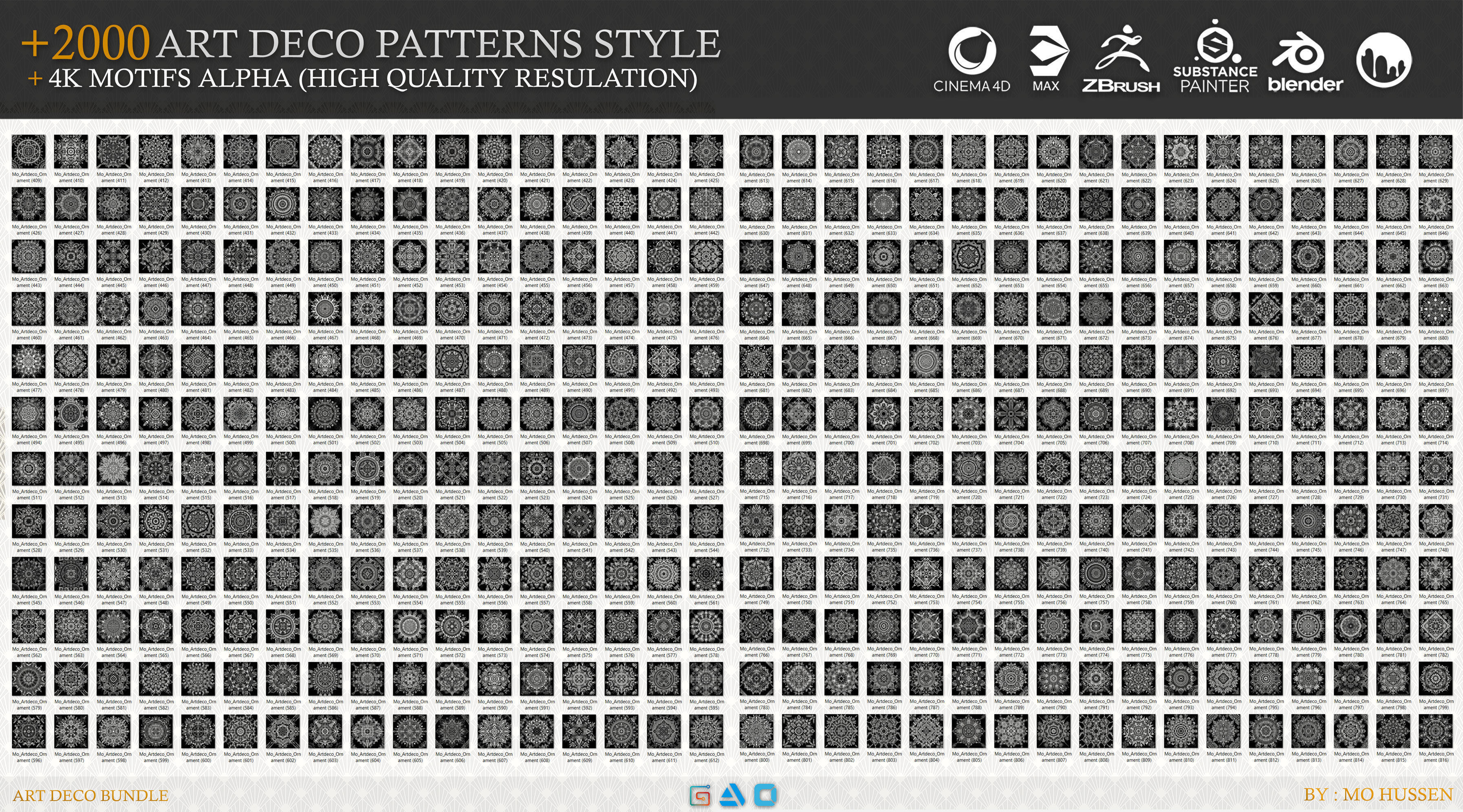 2000 Mega Art deco patterns style 3D model_2
