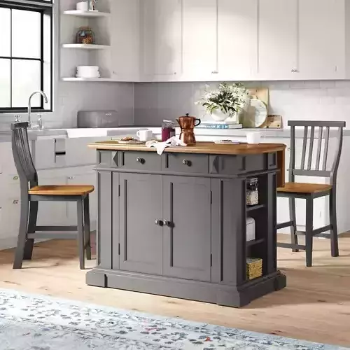 Aamyah Wood Kitchen Island Set