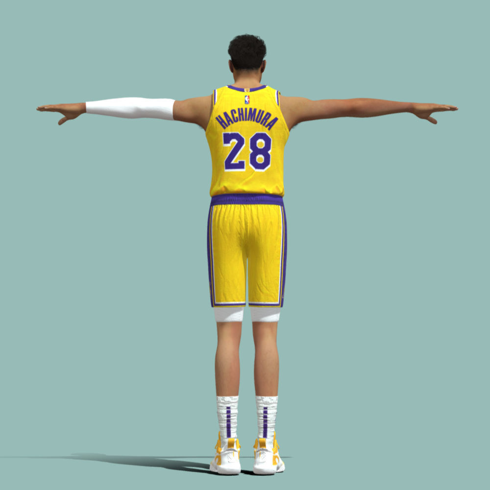 T-Pose Rigged Rui Hachimura Los Angeles Lakers NBA 3D model_2
