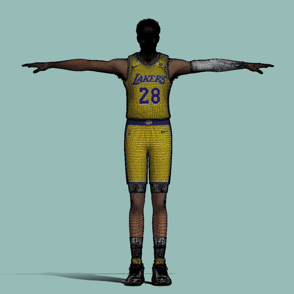T-Pose Rigged Rui Hachimura Los Angeles Lakers NBA 3D model_5