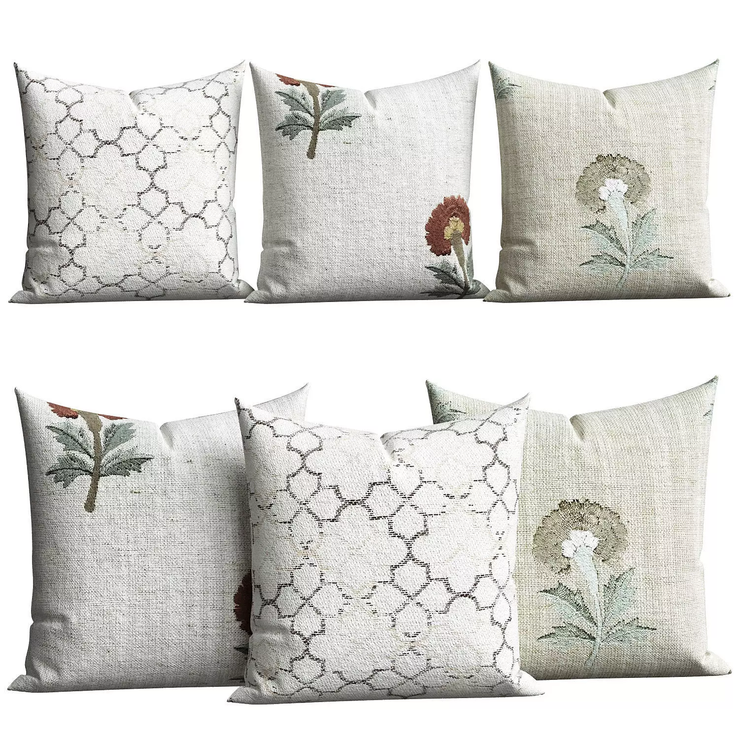 Decoration Pillows 3 Types set 3D model_0