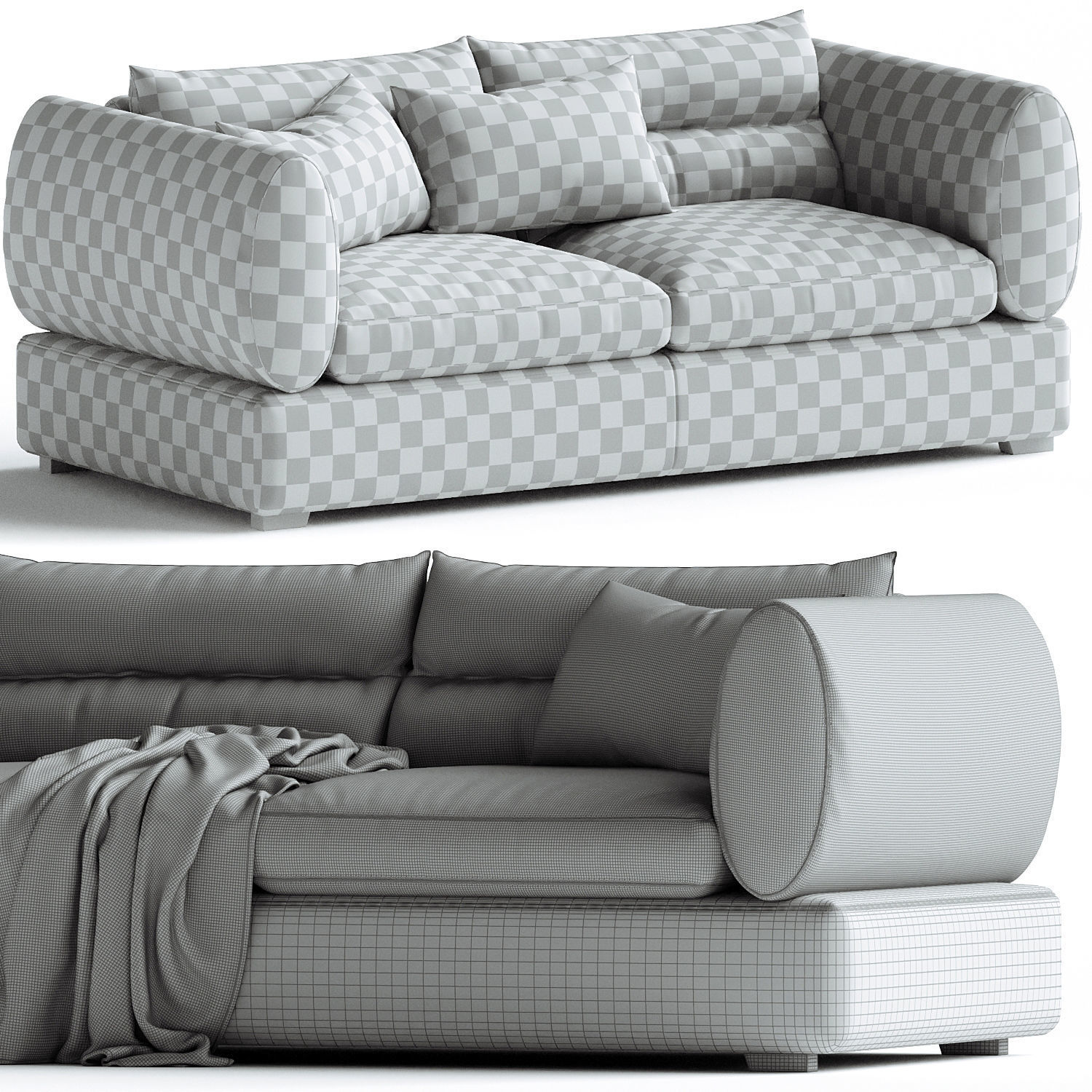 Blanche Parma Sofa Set 01 3D model_4