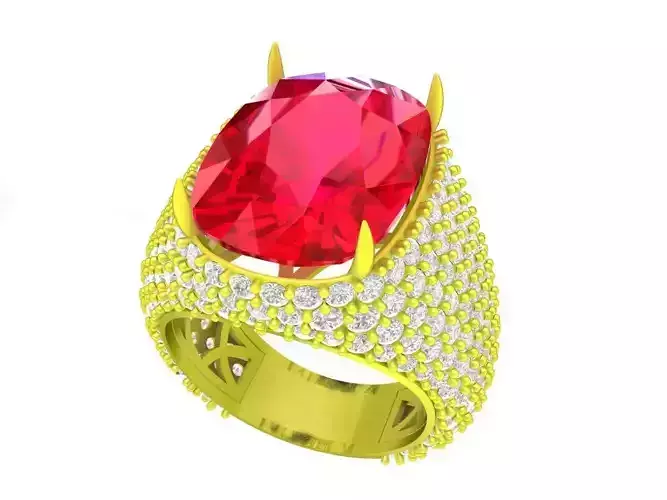 7524 Luxury Korean Style Cushion Diamond Men Ring