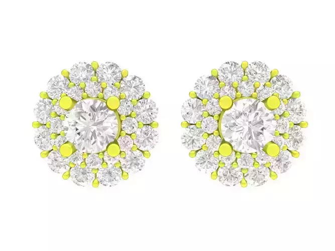 A7531 Halo Diamond Earrings 3D Model