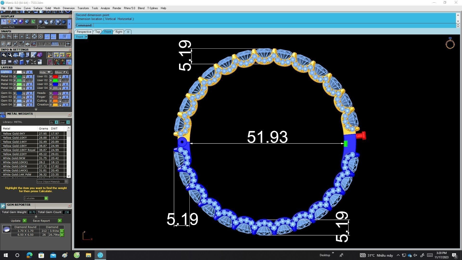 A7533 Luxury Diamond Eternity Bangle Bracelets 3D Model 3D print model_6