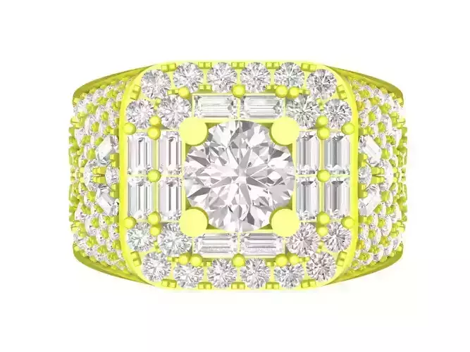 A7539 Korean Style Diamond Men Ring 3D Model