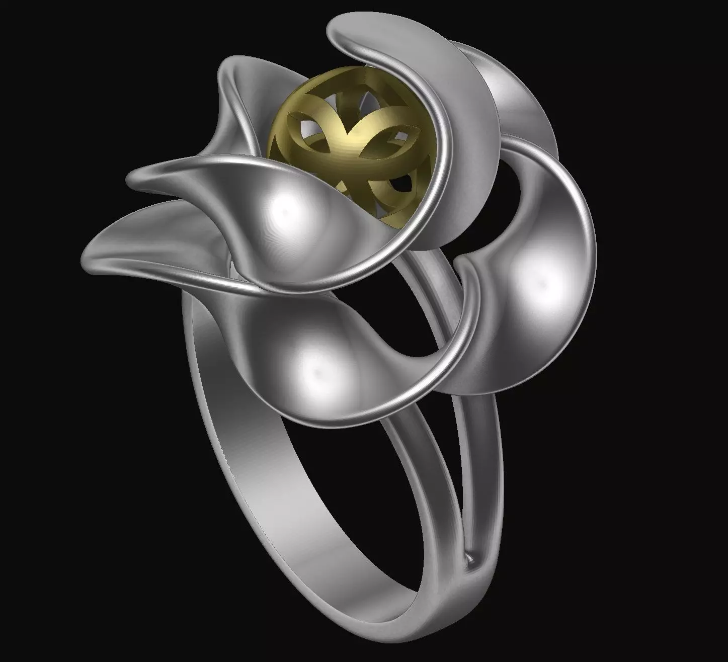 Stylized Flower Ring 3D print model