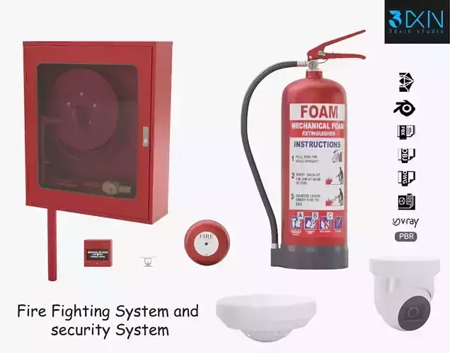 Fire Fighting System and security System 3D model