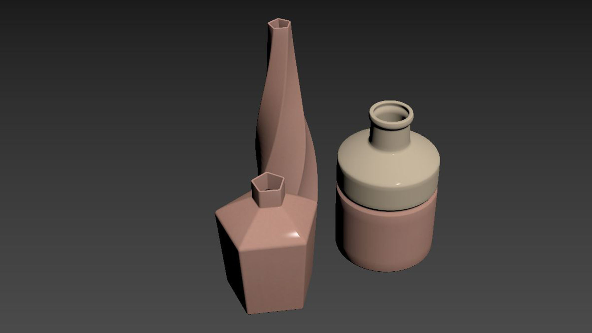 Handmade Pink Ceramic Vase Set 3D model_4