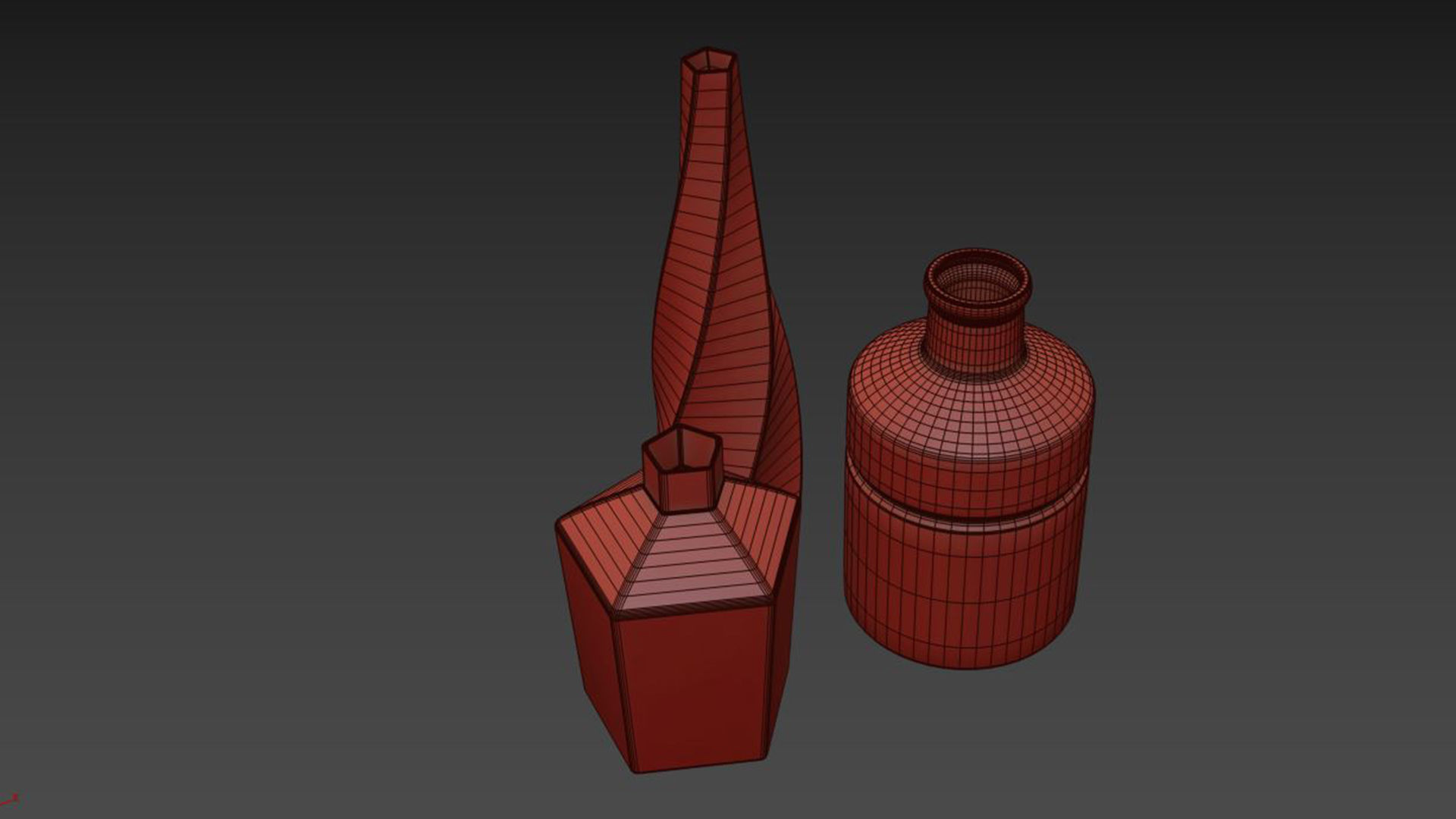 Handmade Pink Ceramic Vase Set 3D model_6
