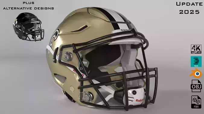 NEW ORLEANS SAINTS Helmet Football NFC SOUTH PBR updated 2025 3D model