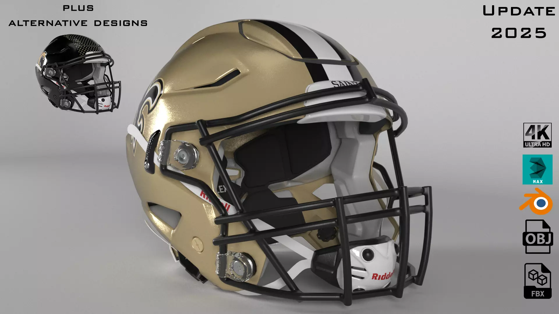 NEW ORLEANS SAINTS Helmet Football NFC SOUTH PBR updated 2025 3D model_0