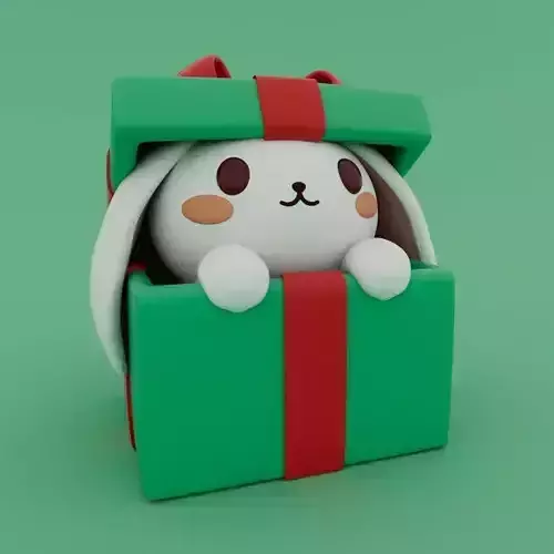 Christmas Special - Cute Gift Box with little Bunny inside 3D print model