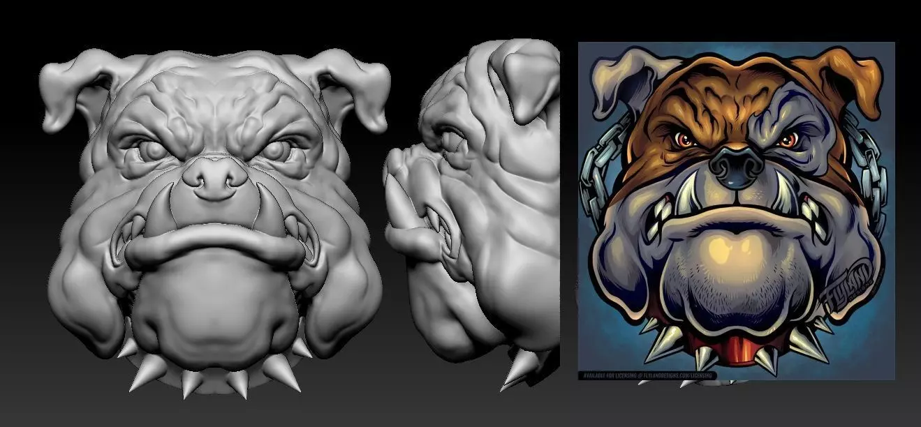 Bulldog Face model 3D print model_0