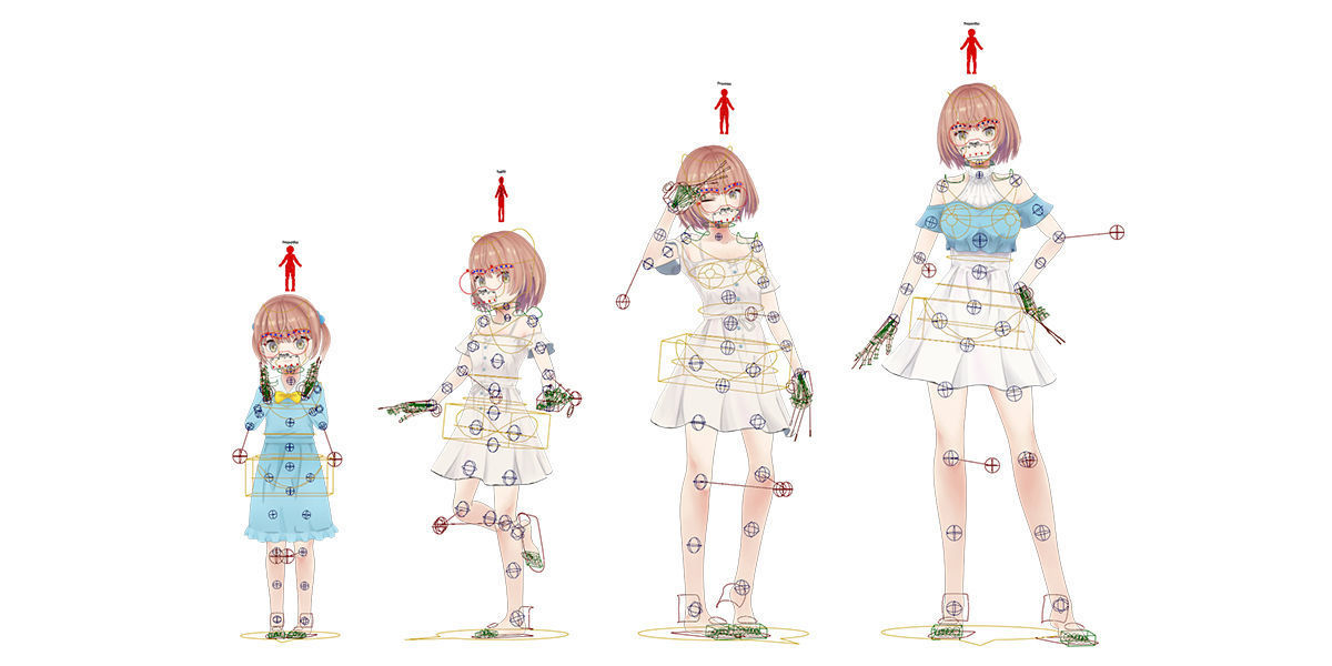 Anime Female Base Mesh Age Kit Low-poly 3D model_8