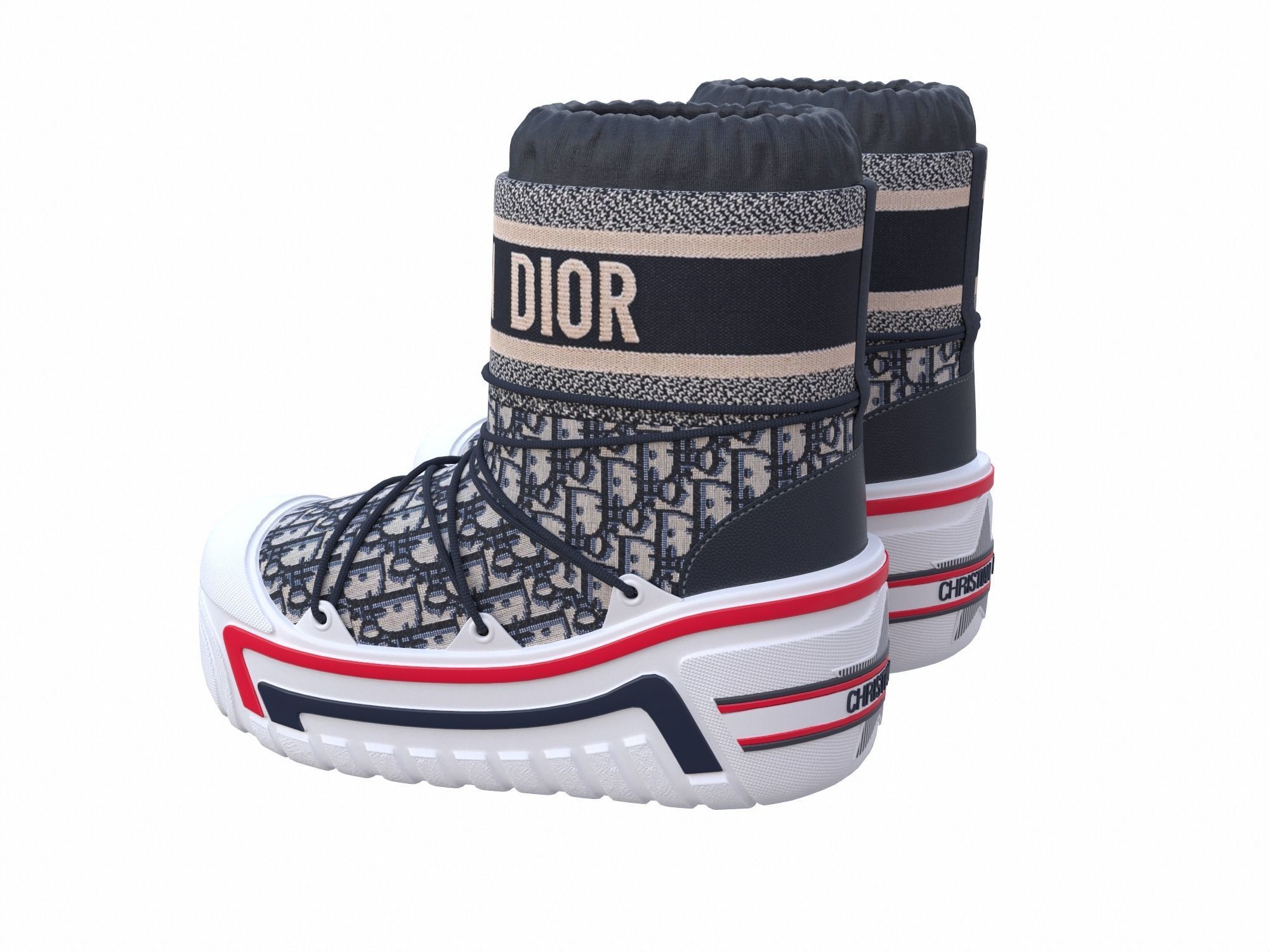 Dior Alps Snow Ankle Boots Blue Low-poly 3D model_3