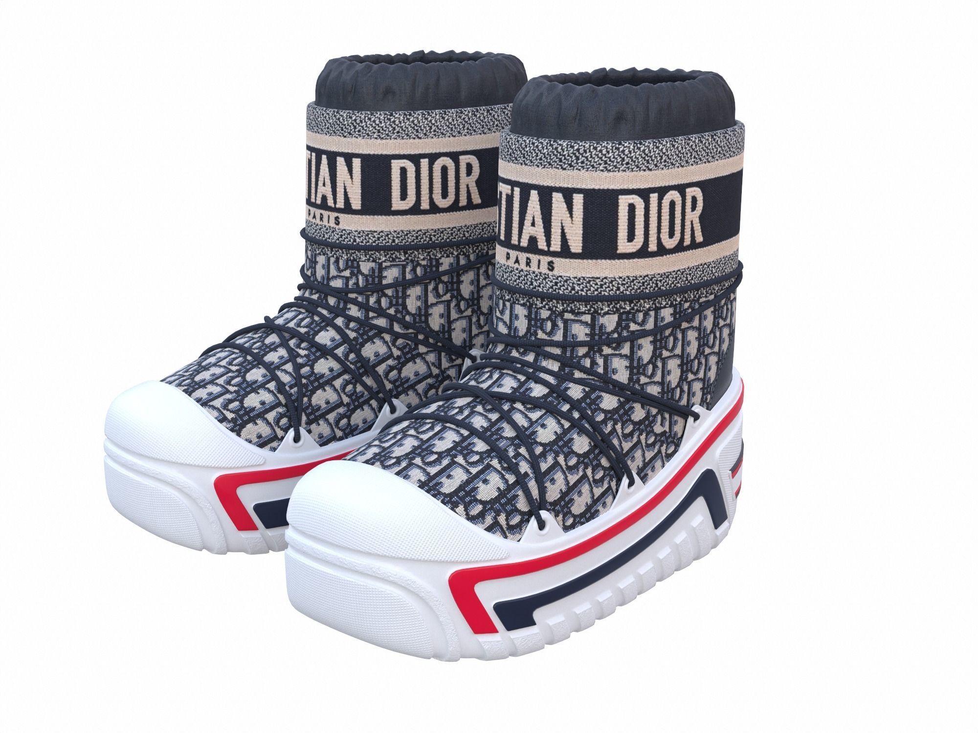 Dior Alps Snow Ankle Boots Blue Low-poly 3D model_1