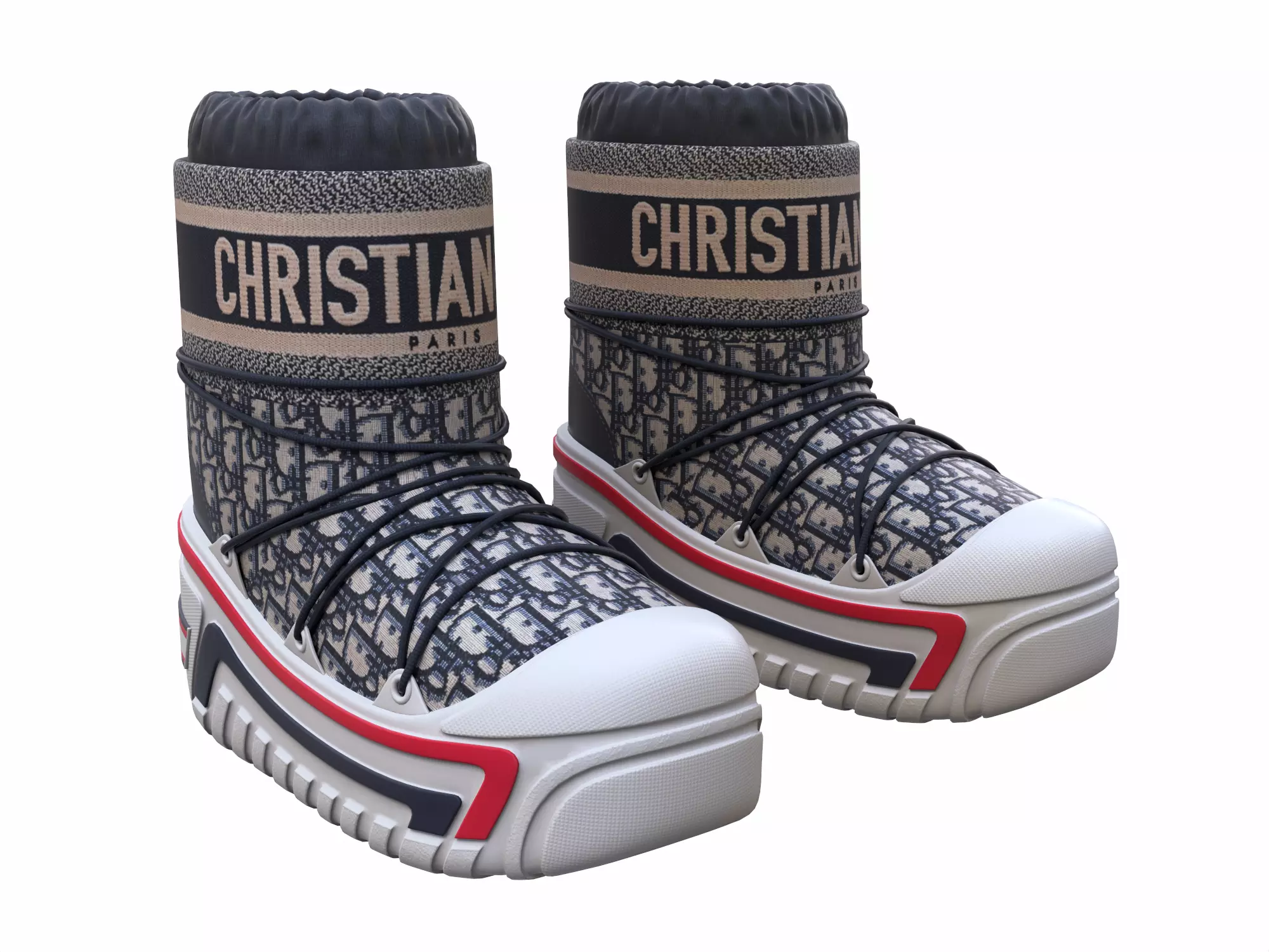 Dior Alps Snow Ankle Boots Blue Low-poly 3D model_0