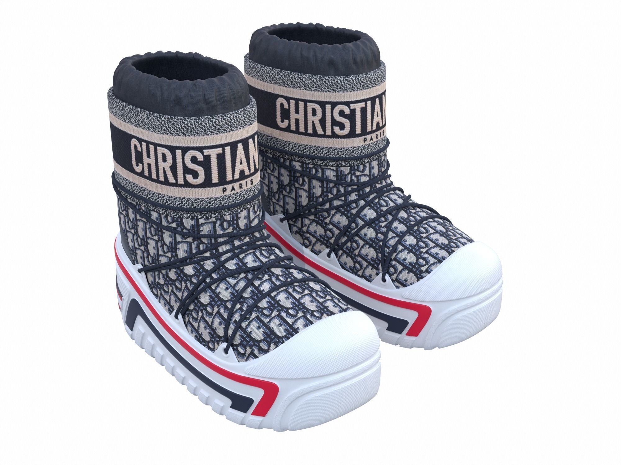 Dior Alps Snow Ankle Boots Blue Low-poly 3D model_2