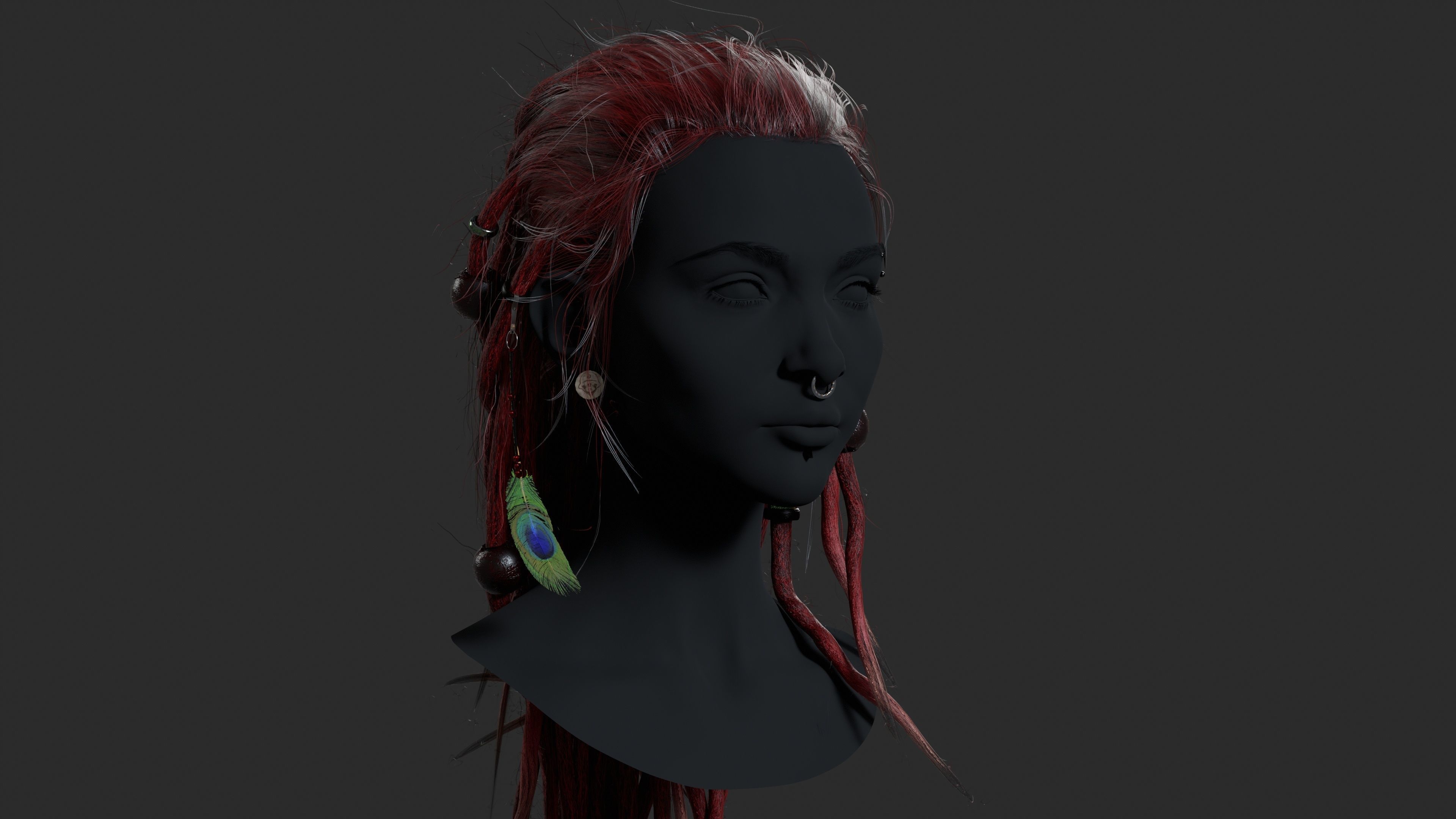PBR Lowpoly Hair 1 DREADLOCKS HAIRSTYLE Low-poly 3D model Low-poly 3D model_7