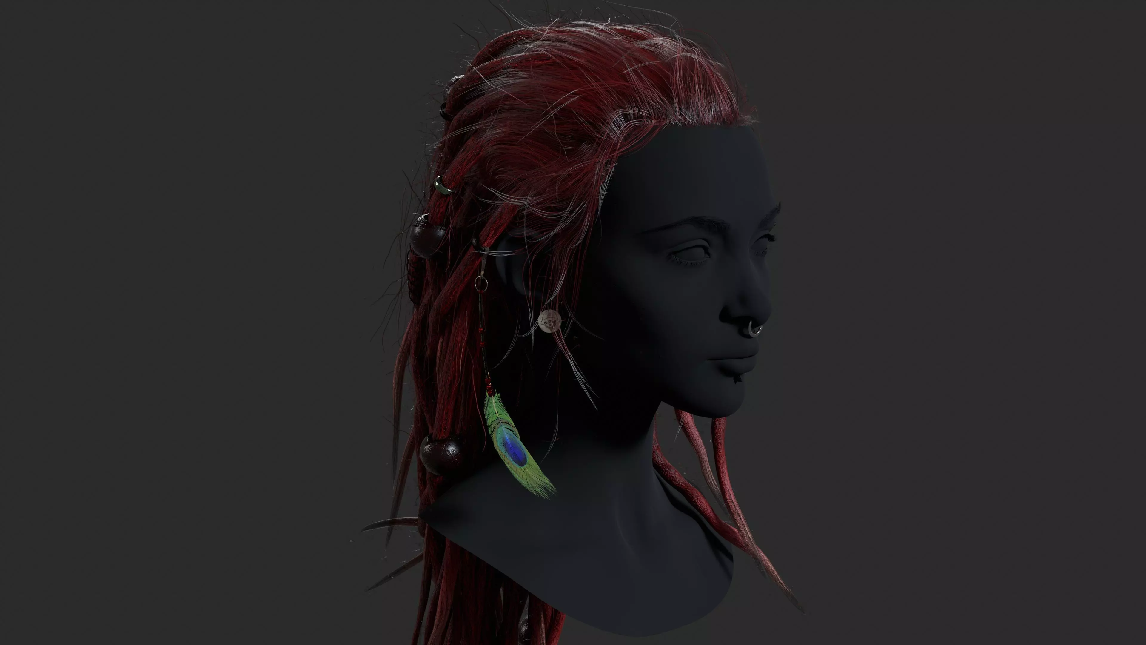 PBR Lowpoly Hair 1 DREADLOCKS HAIRSTYLE Low-poly 3D model Low-poly 3D model_0