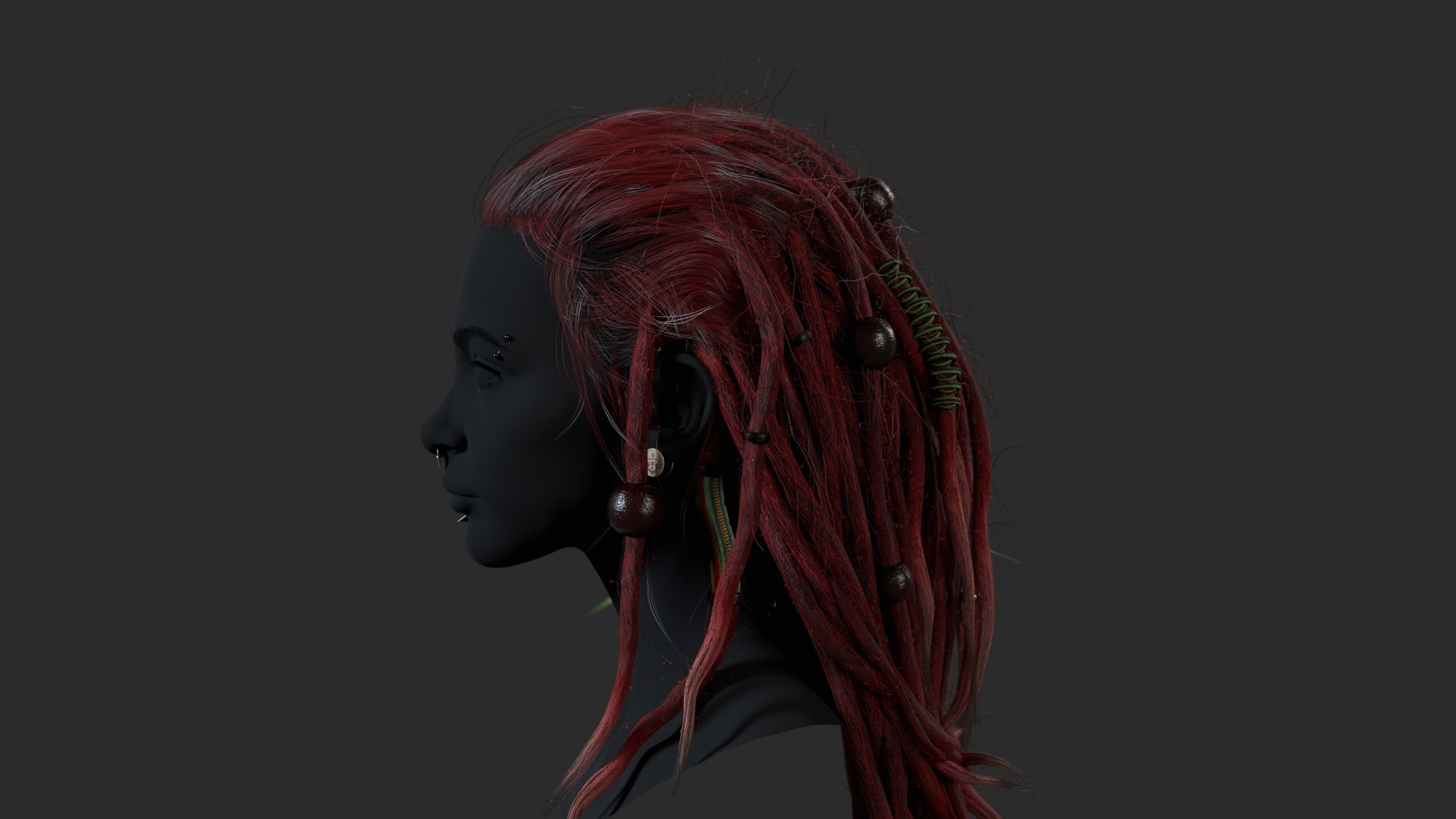 PBR Lowpoly Hair 1 DREADLOCKS HAIRSTYLE Low-poly 3D model Low-poly 3D model_2