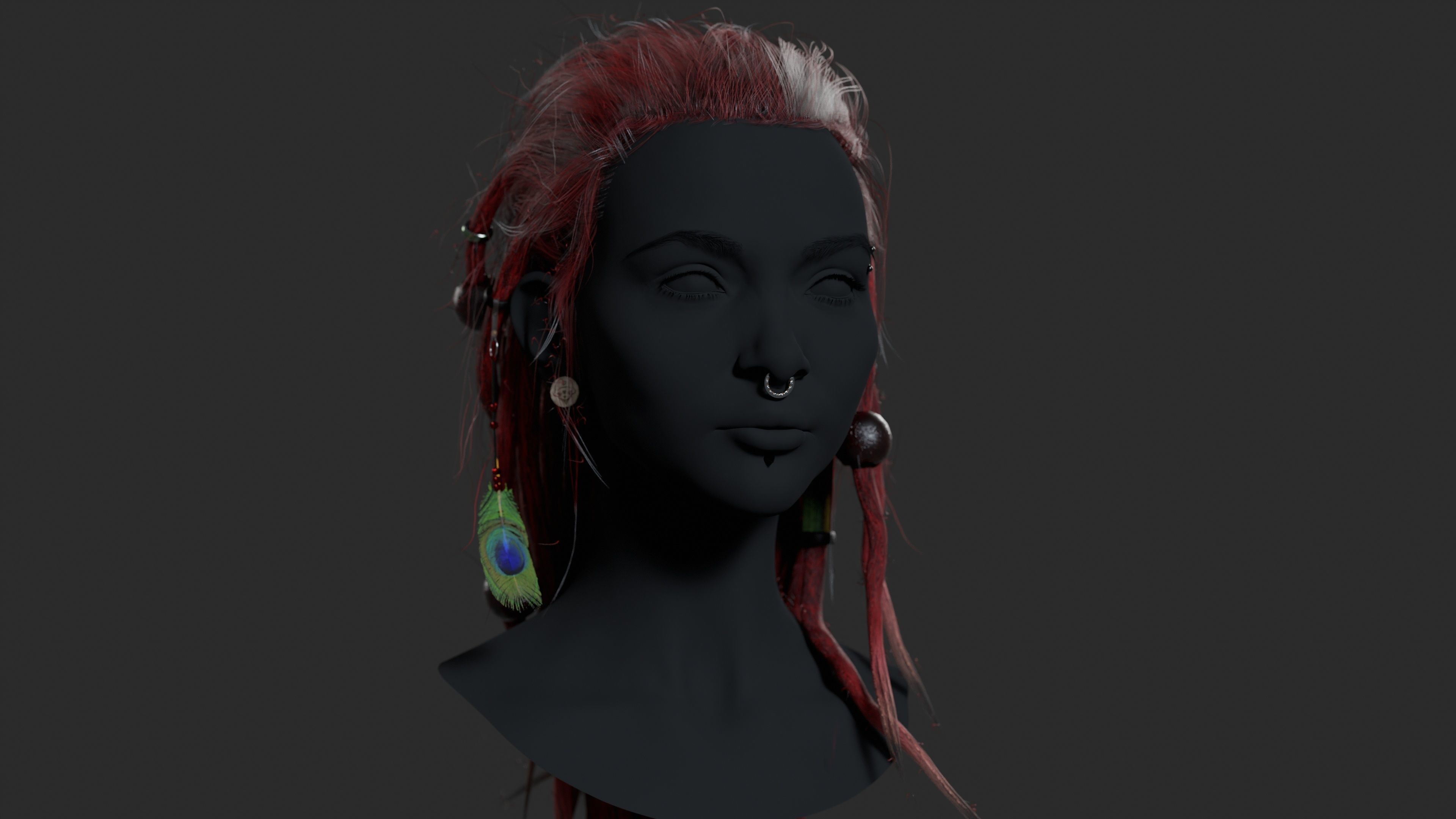 PBR Lowpoly Hair 1 DREADLOCKS HAIRSTYLE Low-poly 3D model Low-poly 3D model_3