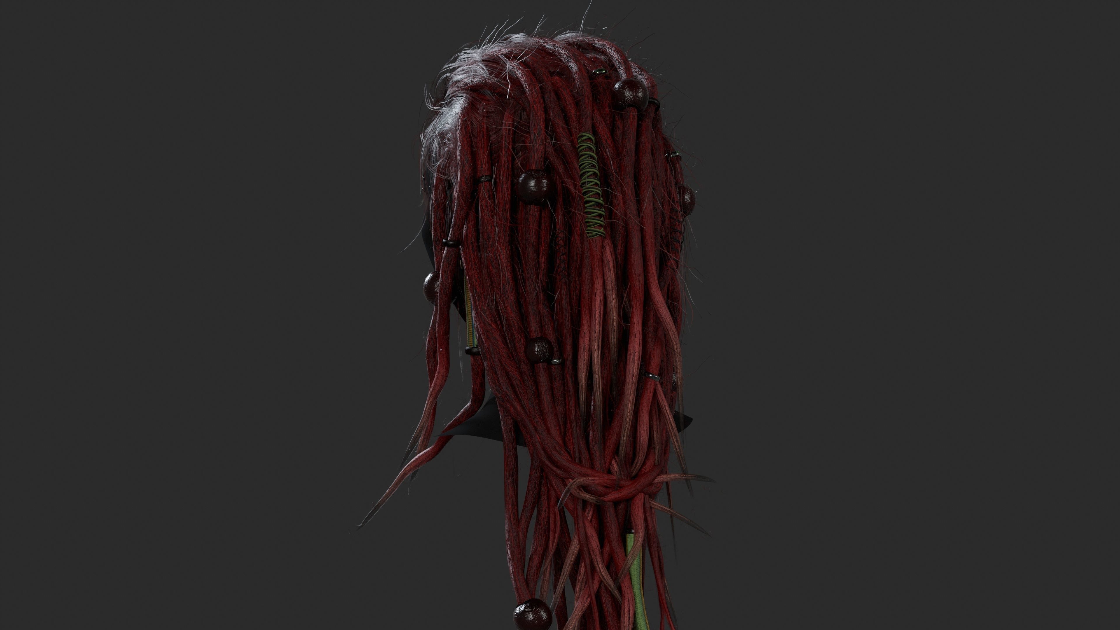 PBR Lowpoly Hair 1 DREADLOCKS HAIRSTYLE Low-poly 3D model Low-poly 3D model_4