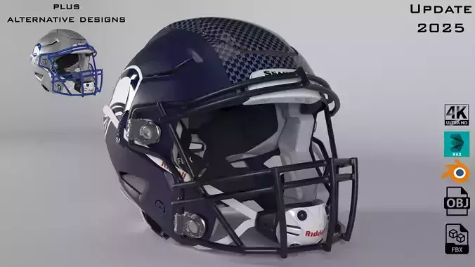 SEATTLE SEAHAWKS Helmet Football NFC WEST PBR updated 2025 3D model