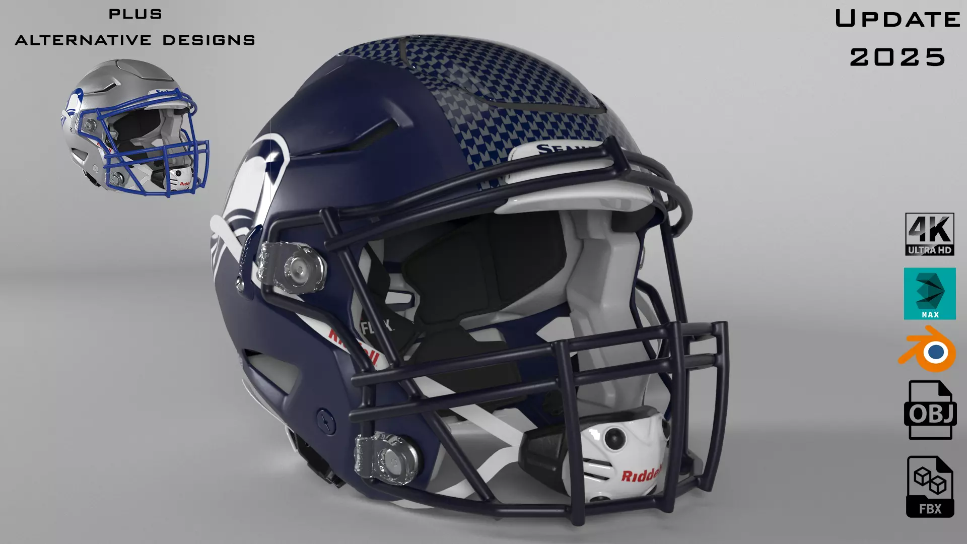 SEATTLE SEAHAWKS Helmet Football NFC WEST PBR updated 2025 3D model_0
