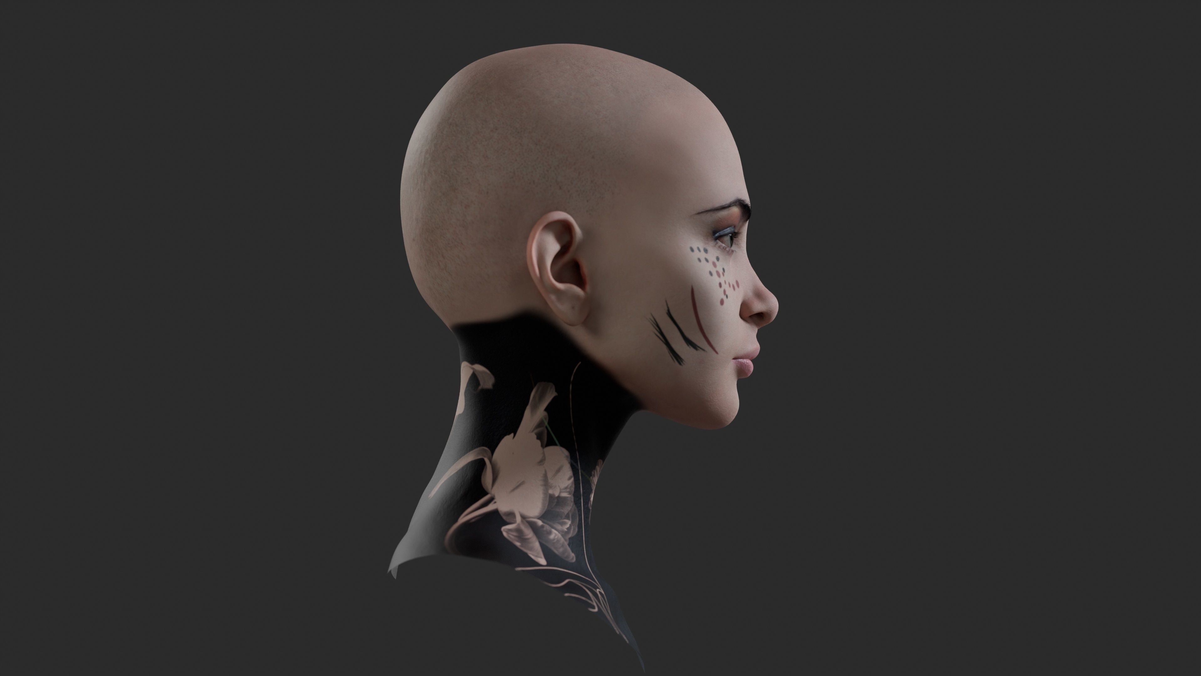 Animation ready Girl head 4 Low-poly 3D model Low-poly 3D model_2