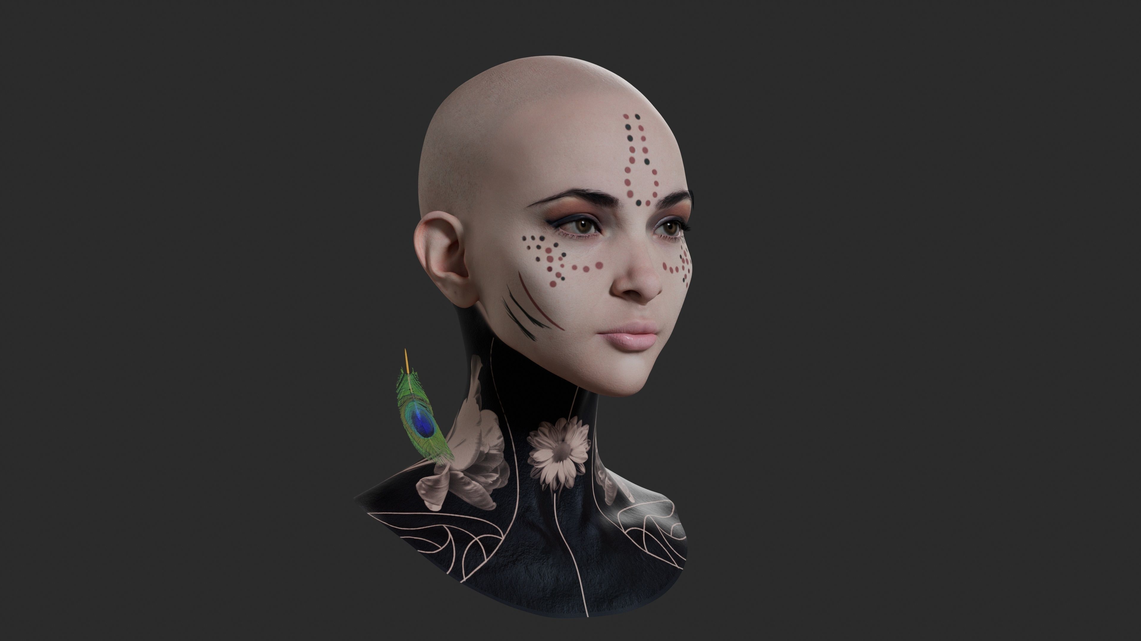 Animation ready Girl head 4 Low-poly 3D model Low-poly 3D model_10