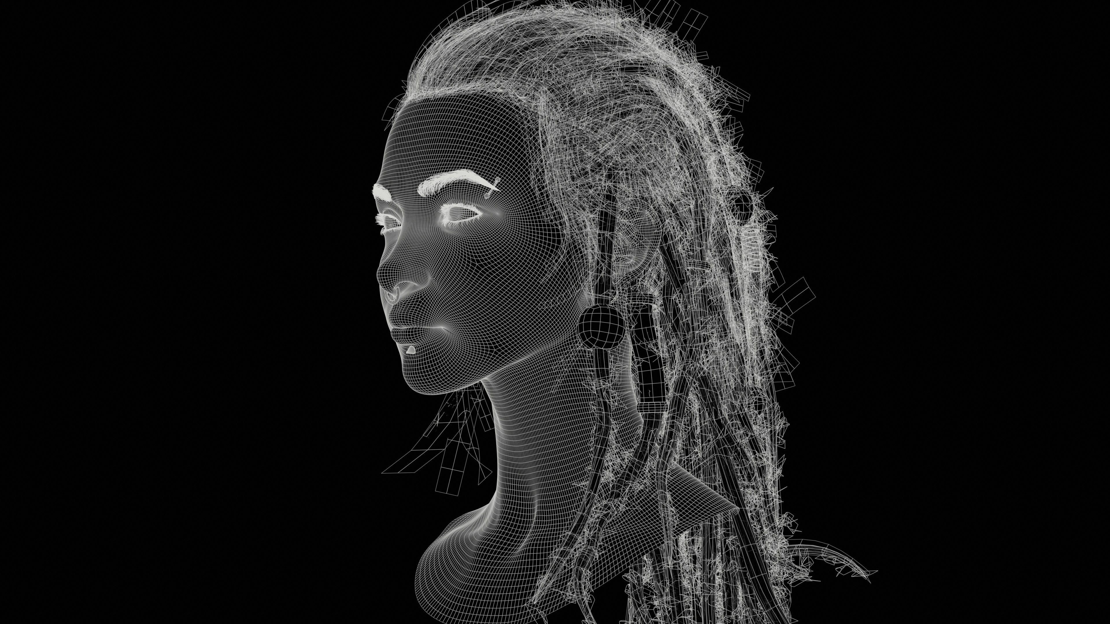 Animation ready Girl head 4 Low-poly 3D model Low-poly 3D model_9