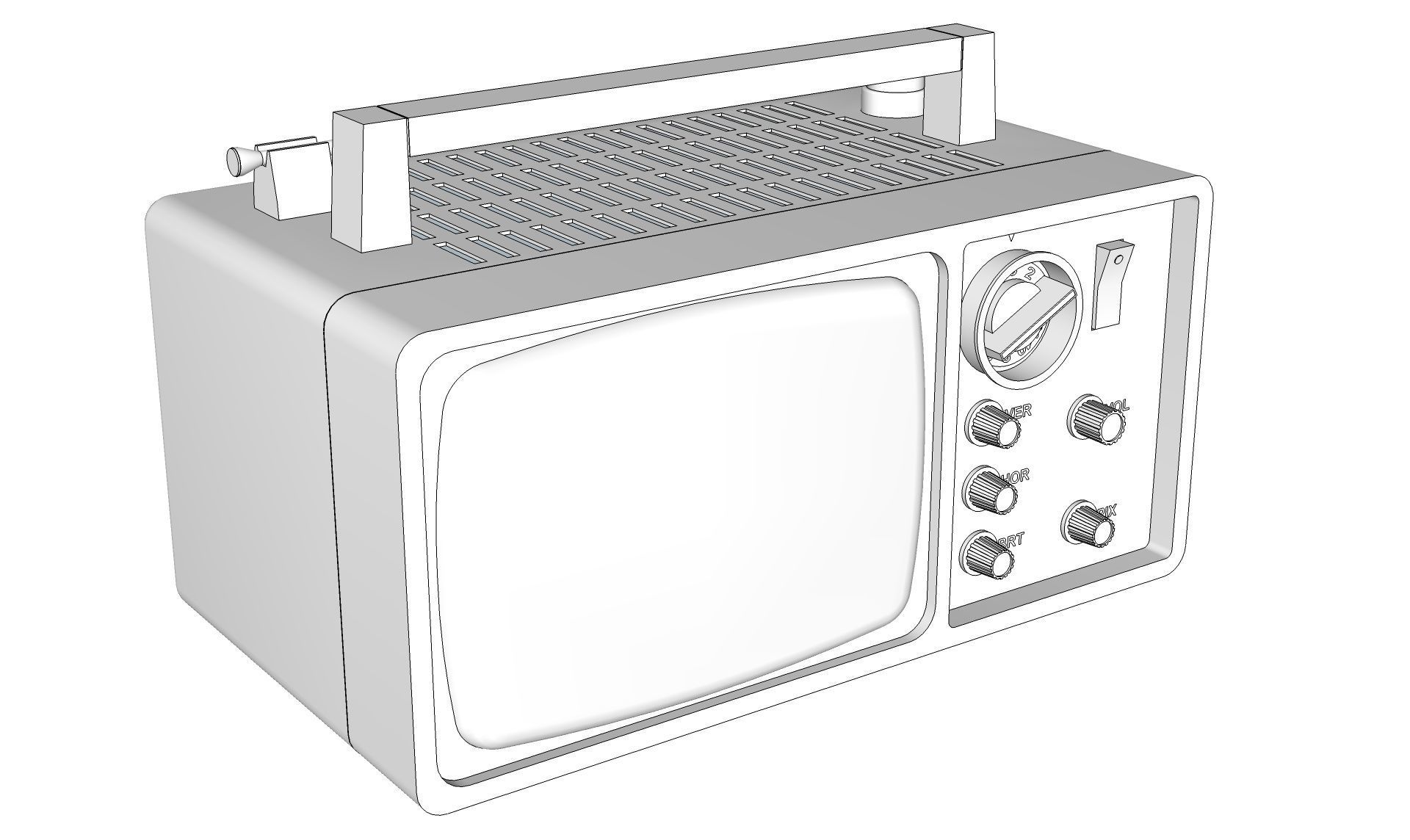 Old Portable TV 3D model_11