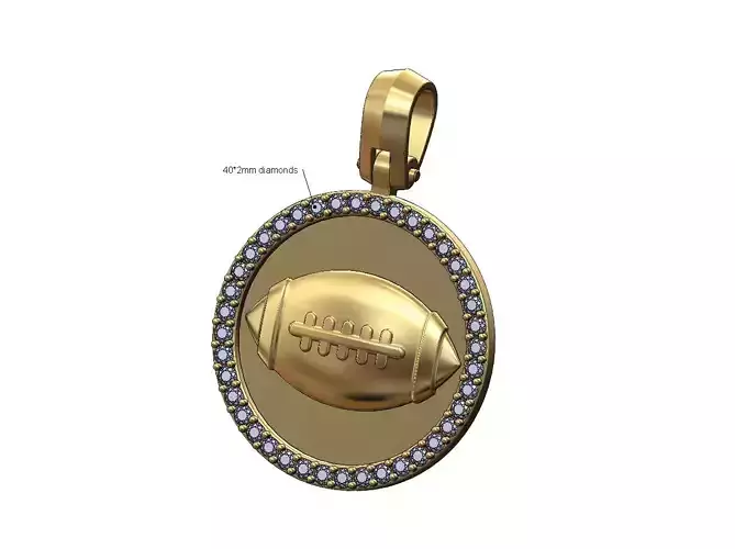 American football diamond pendant