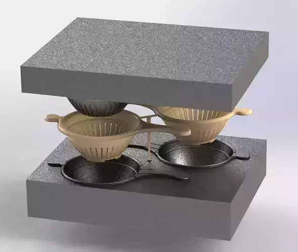 Colander2 - round with long holes plus a mold for casting 3D print model