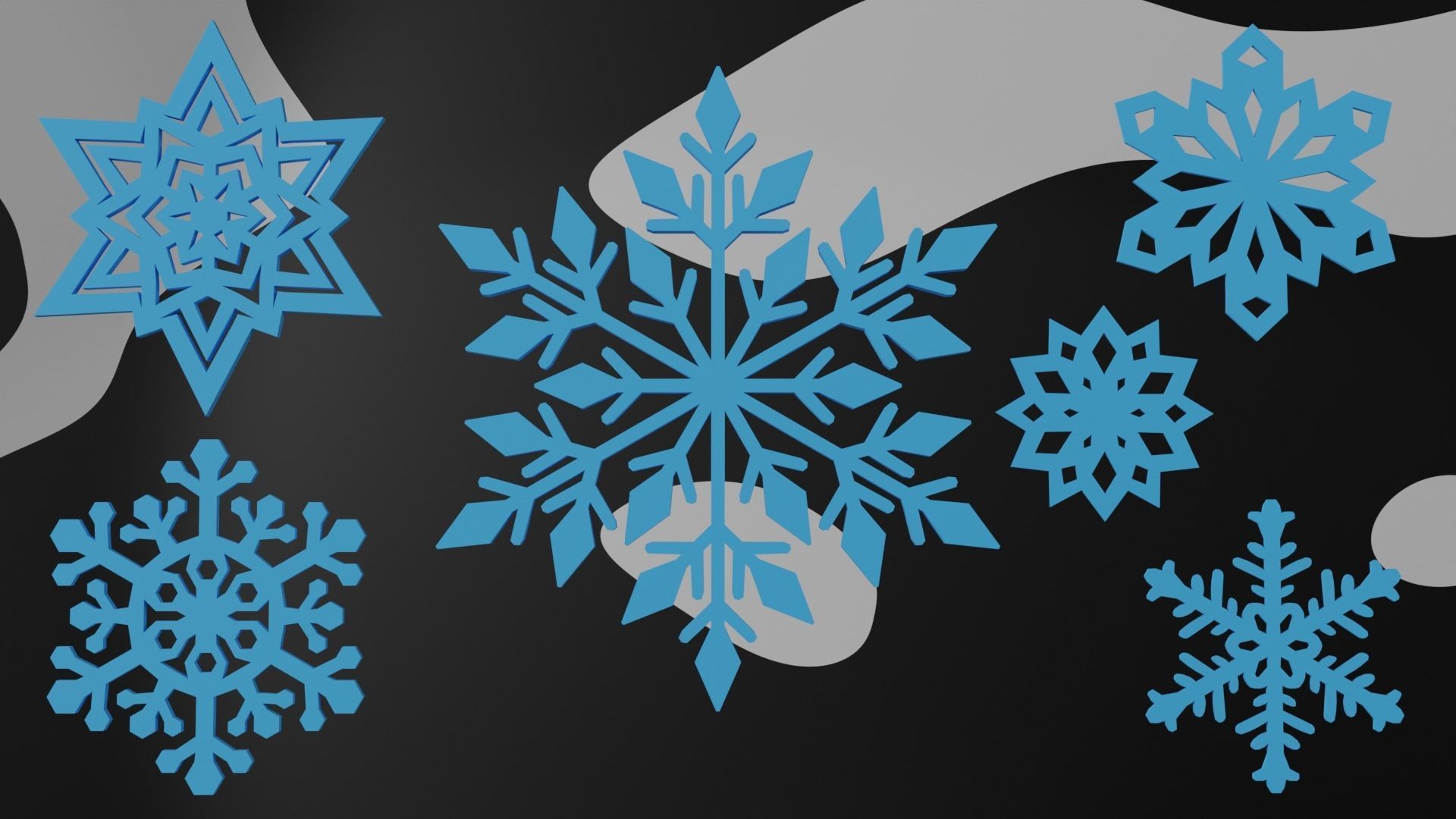 Snowflake collection cartoon 3D model_1
