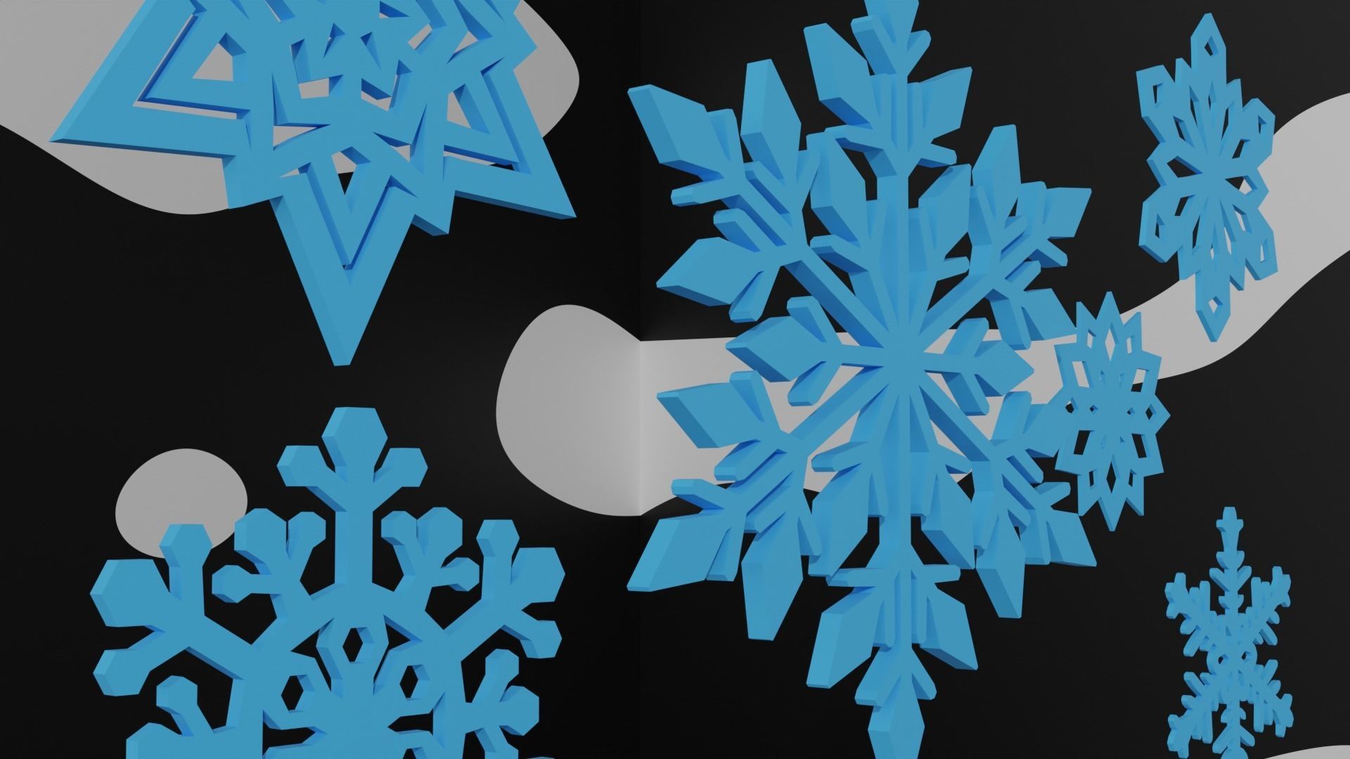 Snowflake collection cartoon 3D model_4