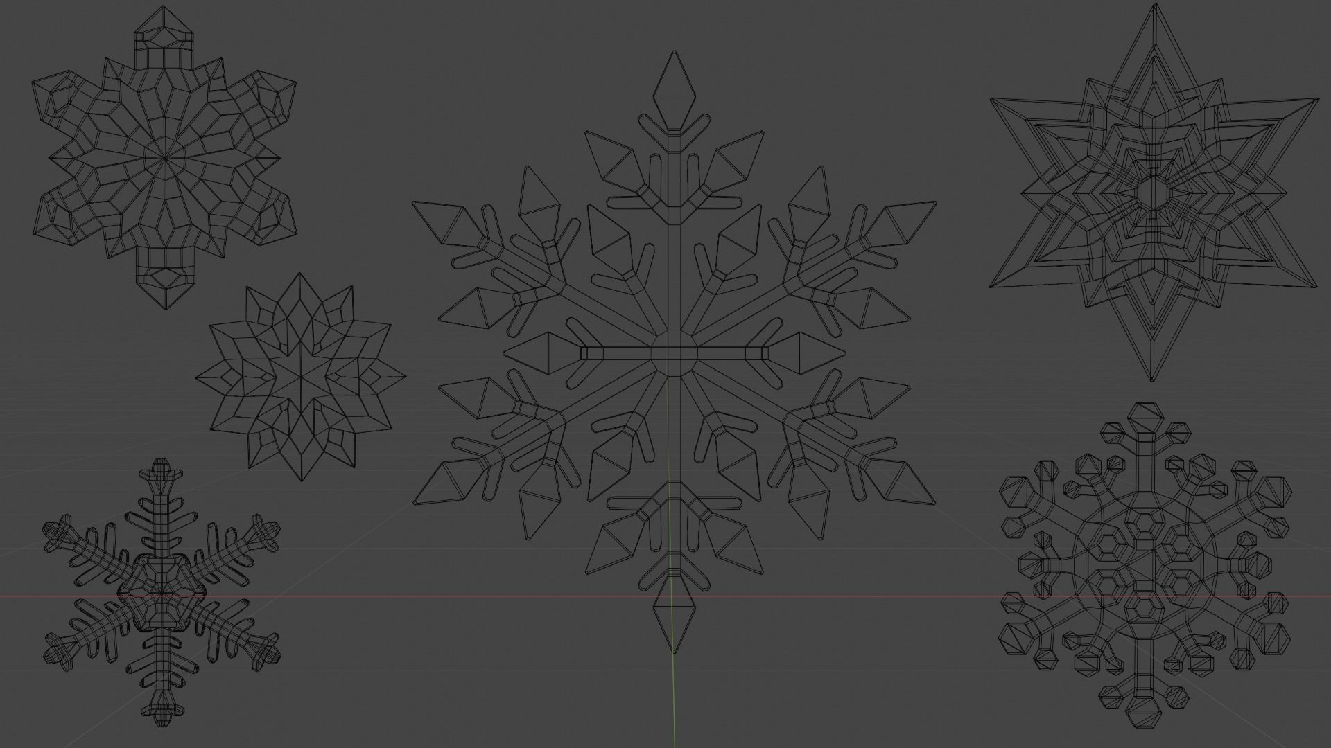 Snowflake collection cartoon 3D model_5